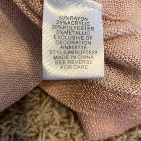 NOTATIONS Blouse Top Size XL Pink Metallic Long Sleeve Sweater Shirt Faux C… - Picture 3 of 9